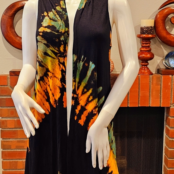 TIE DYE Blk Teal Stretchy Rayon Cardigan *5 Colors Avail.* OS NEW - Picture 7 of 8